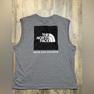 The North Face Gray Sleeveless Tee with Black Logo